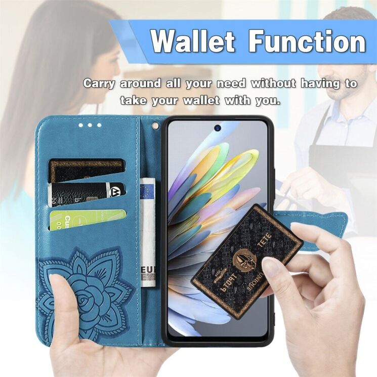 Чехол UniCase Butterfly Pattern для Motorola Moto G05 - Blue: фото 9 из 11