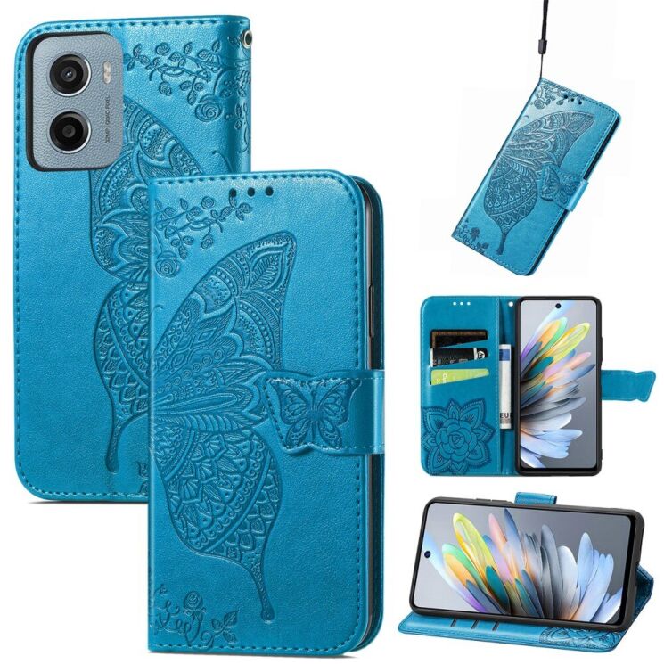 Чехол UniCase Butterfly Pattern для Motorola Moto G05 - Blue: фото 1 из 11