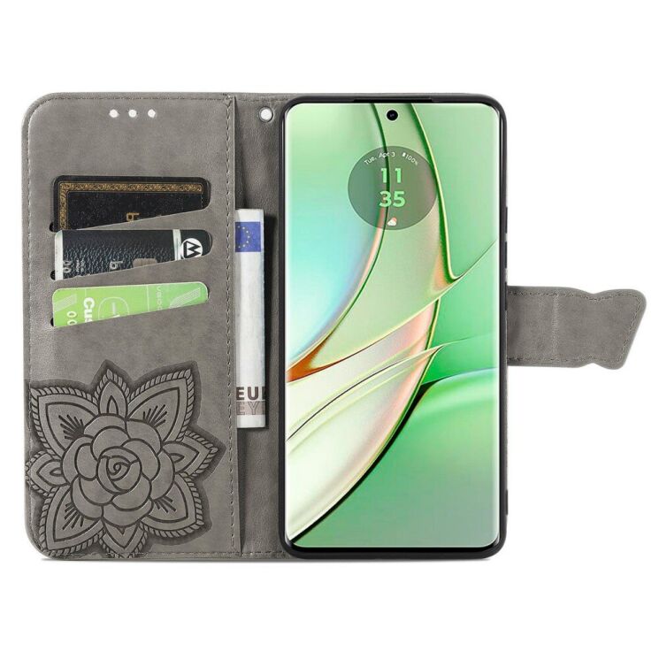 Чохол UniCase Butterfly Pattern для Motorola Moto G75 - Grey: фото 2 з 10