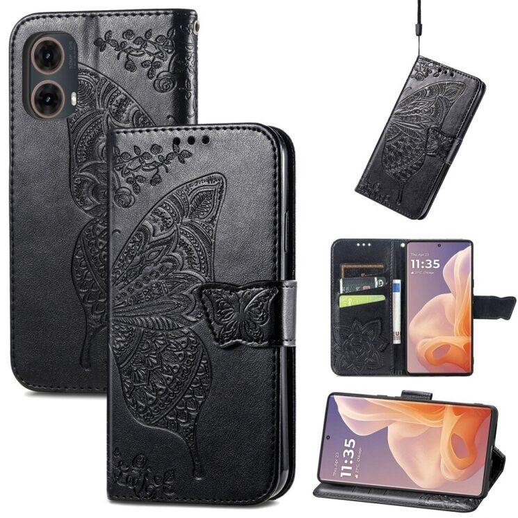 Чехол UniCase Butterfly Pattern для Motorola Moto G85 - Black: фото 4 из 6