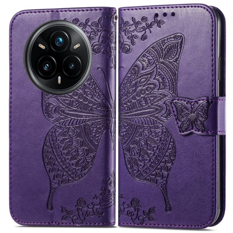 Чехол UniCase Butterfly Pattern для Realme 14 Pro Plus - Dark Purple: фото 2 из 9