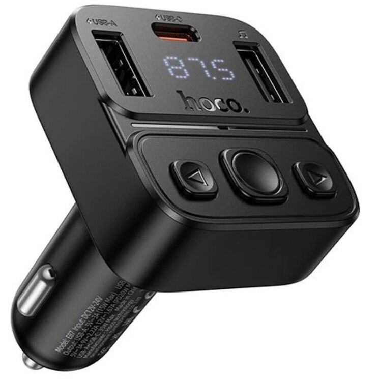 FM модулятор Hoco E87 Delta 35W (Type-C + 2USB) - Black: фото 1 из 9