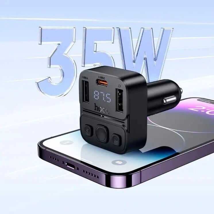 FM модулятор Hoco E87 Delta 35W (Type-C + 2USB) - Black: фото 9 из 9