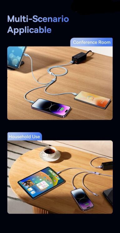 Кабель Baseus StarSpeed 3-in-1USB to MicroUSB+Lightning+Type-C (3.5A, 1.2m) CAXS000001 - Black: фото 16 з 18