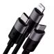 Кабель Baseus StarSpeed 3-in-1USB to MicroUSB+Lightning+Type-C (3.5A, 1.2m) CAXS000001 - Black (896283B). Фото 2 з 18
