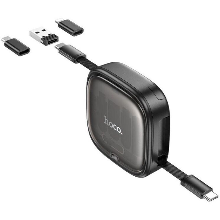 Кабель з комплектом адаптерів Hoco U140 Retractable - Black: фото 2 з 14