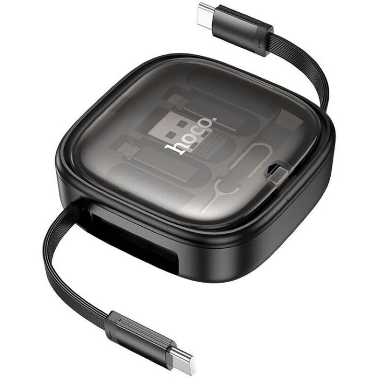 Кабель з комплектом адаптерів Hoco U140 Retractable - Black: фото 1 з 14