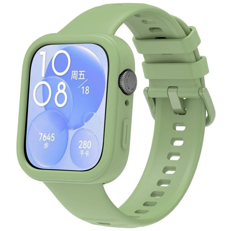 Комплект (чохол і ремінець) Deexe Silicone Set для Huawei Watch Fit 3 - Green: фото 1 з 9