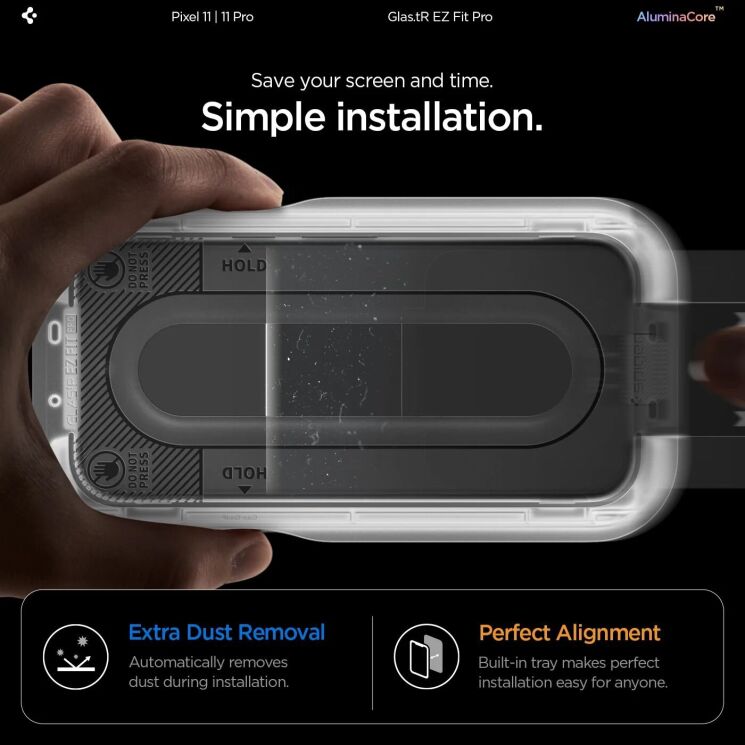 Комплект захисних стекол Spigen GLAS.tR EZ Fit Pro (FP) для Google Pixel 11 / 11 Pro (AGL11480): фото 9 з 12