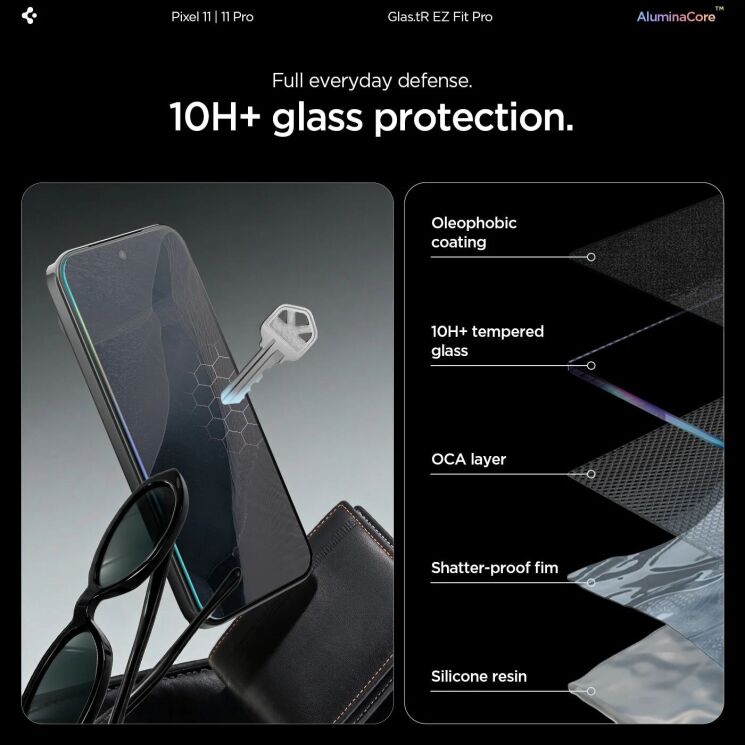 Комплект захисних стекол Spigen GLAS.tR EZ Fit Pro (FP) для Google Pixel 11 / 11 Pro (AGL11480): фото 6 з 12