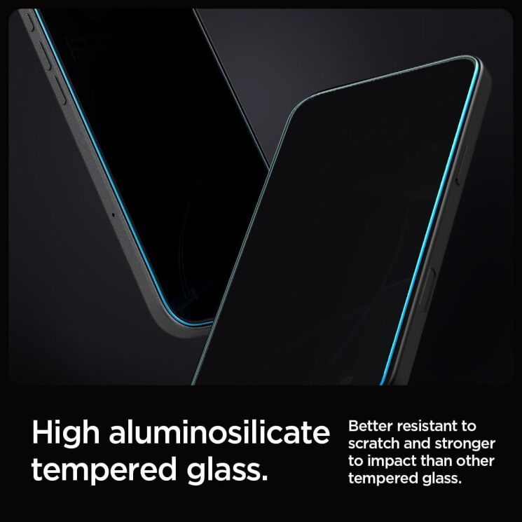 Комплект защитных стекол Spigen (SGP) GLAS.tR EZ Fit Privacy для Apple iPhone 16 Pro: фото 10 из 14