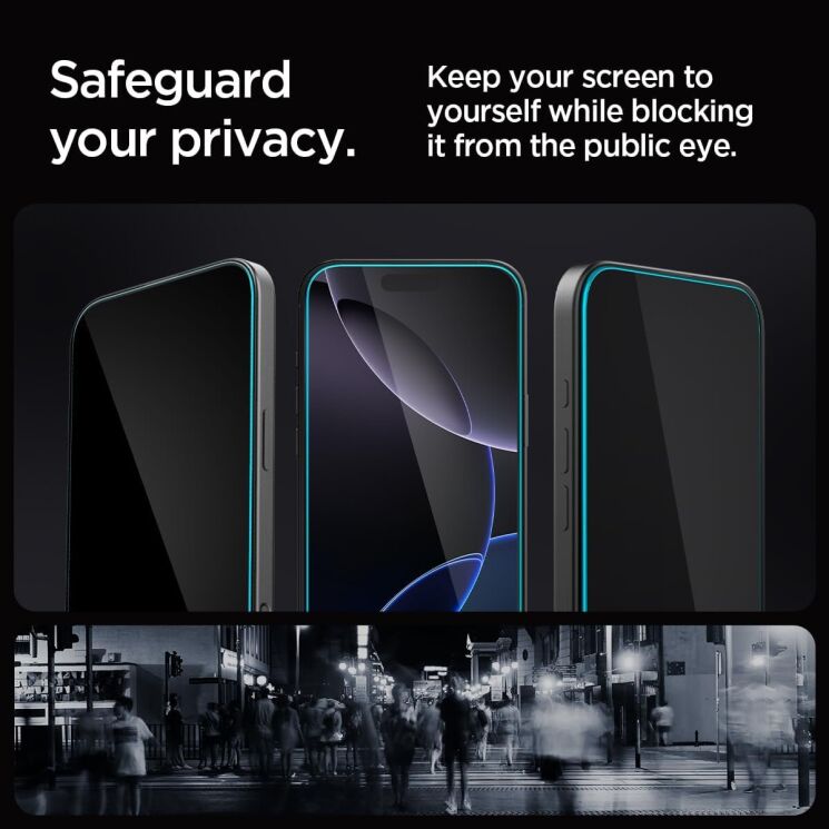 Комплект защитных стекол Spigen (SGP) GLAS.tR EZ Fit Privacy для Apple iPhone 16 Pro: фото 14 из 14