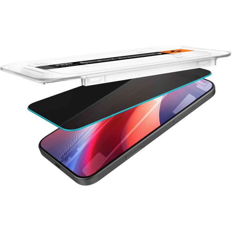 Комплект защитных стекол Spigen (SGP) GLAS.tR EZ Fit Privacy для Apple iPhone 16 Pro: фото 4 из 14