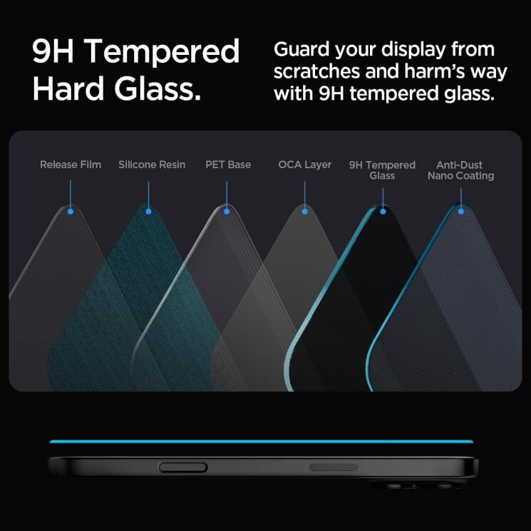 Комплект защитных стекол Spigen (SGP) GLAS.tR EZ Fit Privacy для Apple iPhone 16 Pro: фото 12 из 14