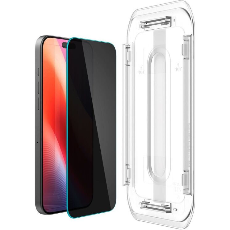 Комплект защитных стекол Spigen (SGP) GLAS.tR EZ Fit Privacy для Apple iPhone 16 Pro: фото 5 из 14