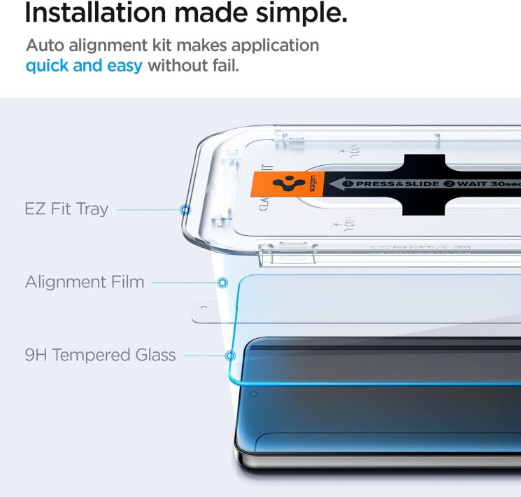 Комплект захисних стекол Spigen (SGP) GLAS.tR EZ Fit Sensor Protected для Samsung Galaxy S24 Plus (S926): фото 3 з 8