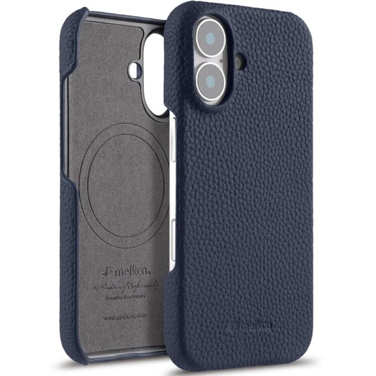 Кожаный чехол MELKCO Leather Case для Apple iPhone 16 Plus - Dark Blue: фото 1 из 5