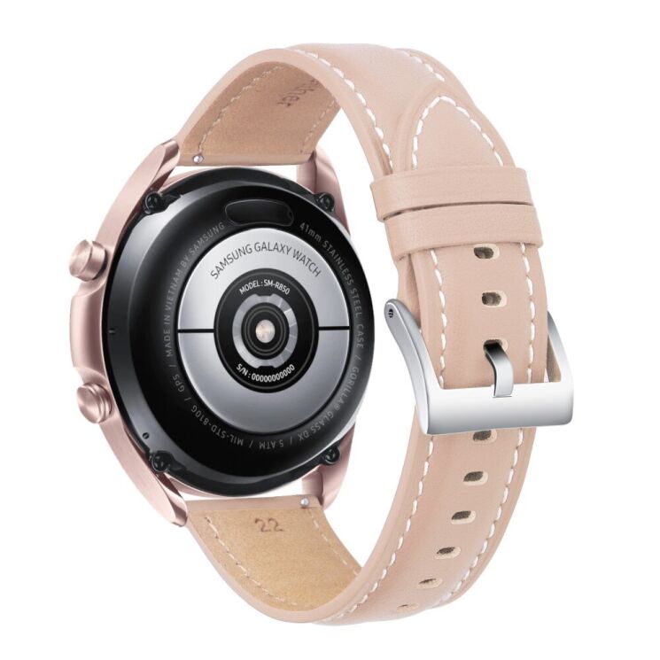 Кожаный ремешок Deexe Genuine Leather для часов с шириной крепления 22мм - Pink: фото 2 из 2