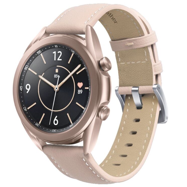 Кожаный ремешок Deexe Genuine Leather для часов с шириной крепления 22мм - Pink: фото 1 из 2