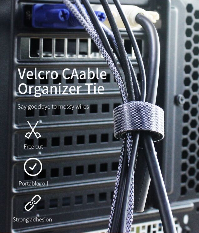 Органайзер для кабелю ESSAGER Strap Cable (2m) - Black (995902B) Органайзер для кабелю ESSAGER Strap Cable (2m) - Black: фото 2 з 9