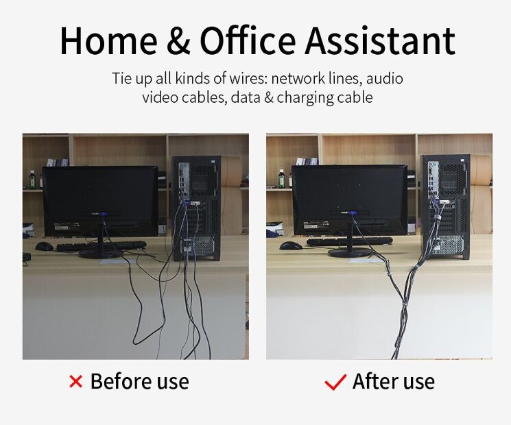 Органайзер для кабелю ESSAGER Strap Cable (2m) - Black (995902B) Органайзер для кабелю ESSAGER Strap Cable (2m) - Black: фото 4 з 9