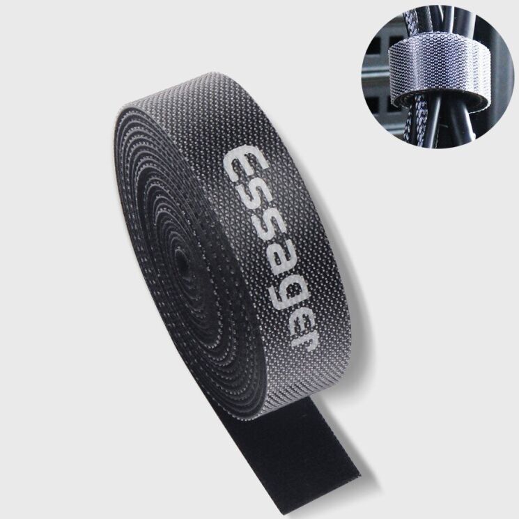 Органайзер для кабелю ESSAGER Strap Cable (2m) - Black (995902B) Органайзер для кабелю ESSAGER Strap Cable (2m) - Black: фото 1 з 9