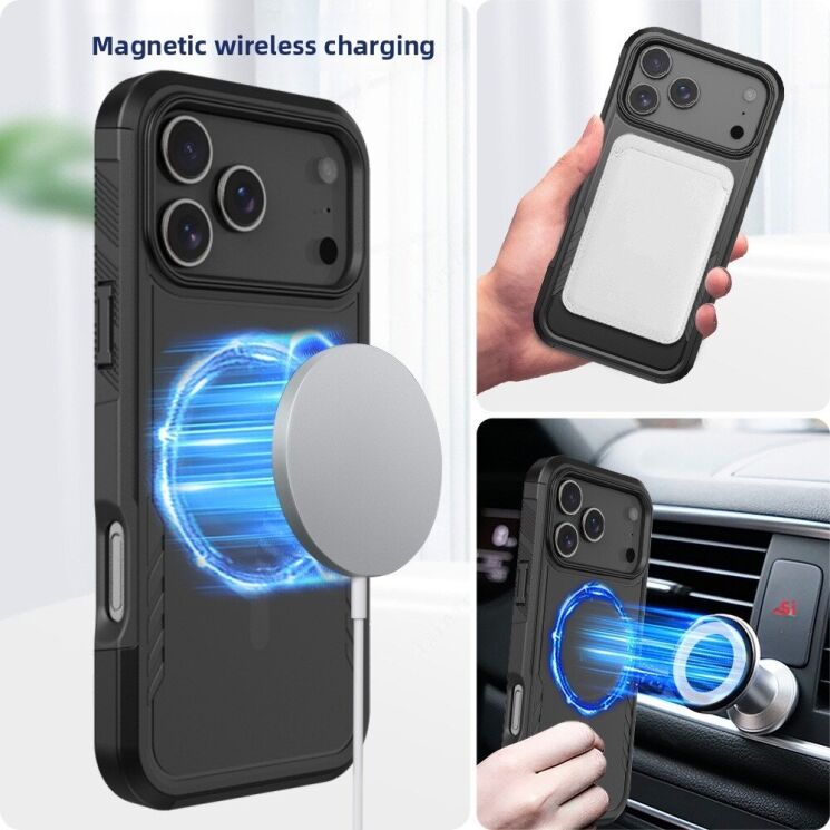 Противоударный чехол Reframe Hybrid MagSafe для iPhone 17 Pro Max - Matte Black: фото 2 из 6