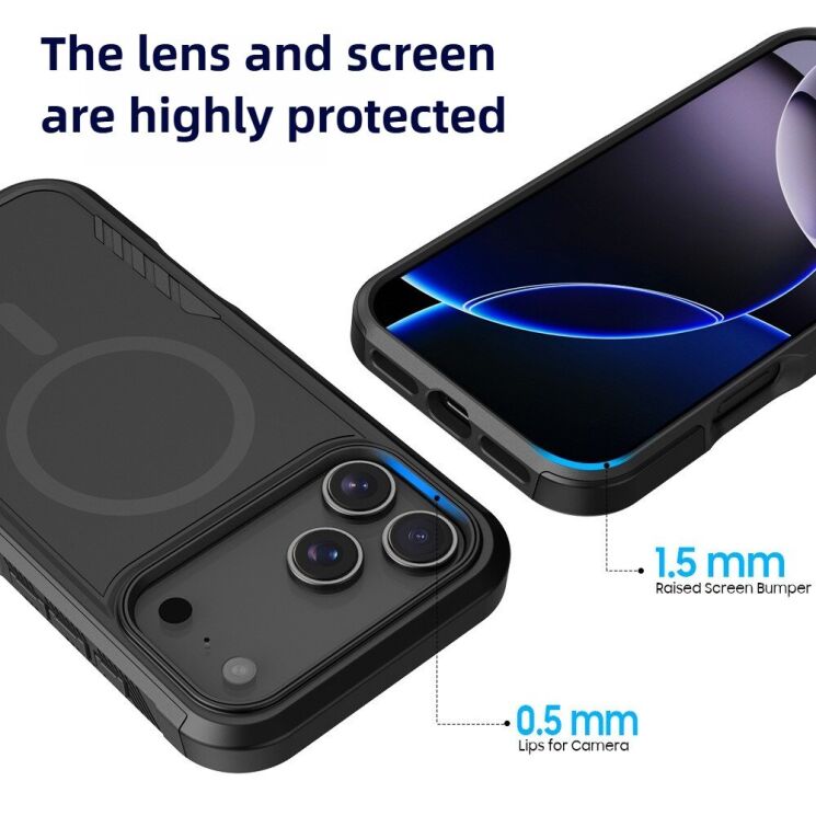 Противоударный чехол Reframe Hybrid MagSafe для iPhone 17 Pro Max - Matte Black: фото 6 из 6