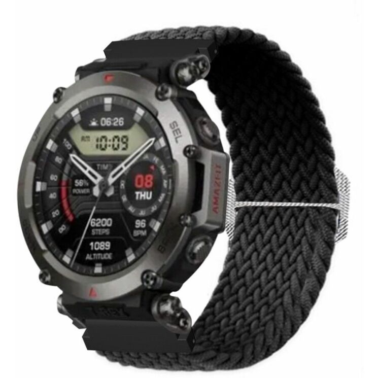 Ремінець Deexe Braided Strap для Huami Amazfit T-ReX Ultra - Black: фото 3 з 4