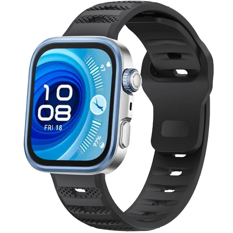 Ремінець Deexe Dot Texture для Huawei Watch Fit 3 / Fit 4 / Fit 4 Pro - Black: фото 2 з 5