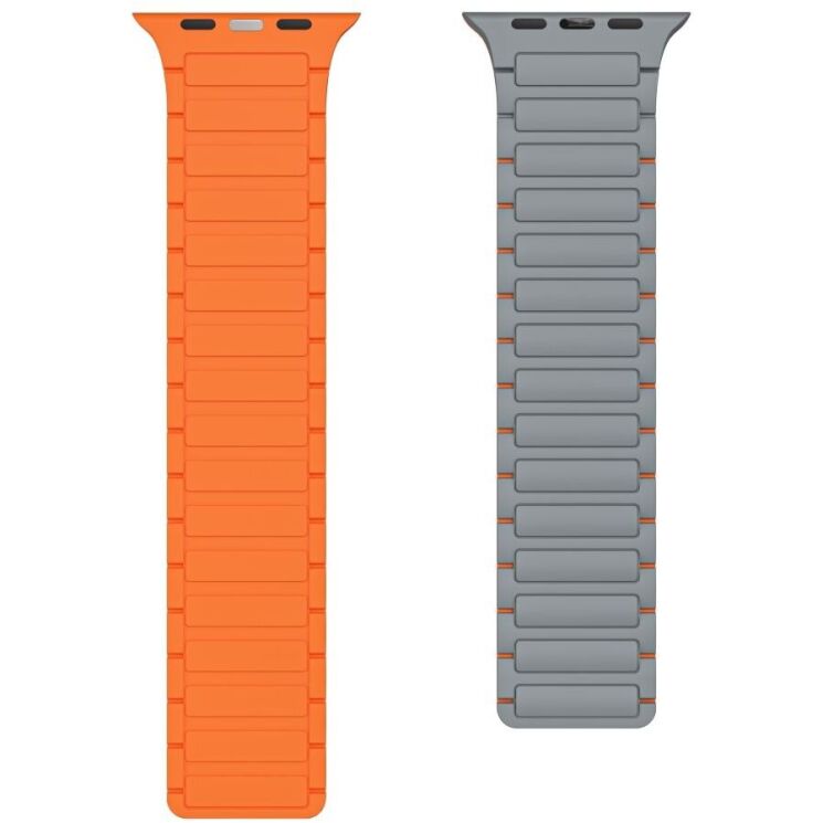 Ремешок Deexe Magnetic Band для Apple Watch 42 (Series 10) / 41 / 40 / SE 40 / 38 - Grey / Orange: фото 2 из 4