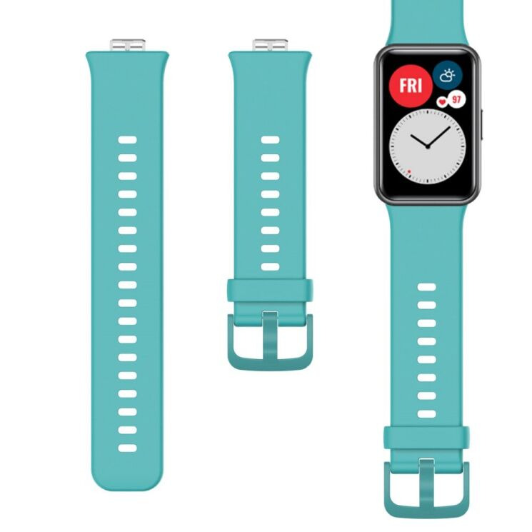 Ремешок Deexe Soft Silicone для Huawei Watch Fit - Cyan: фото 2 из 2