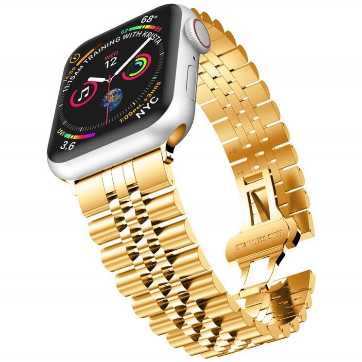 Ремешок Deexe Stainless Steel Strap для Apple Watch 38 / 40 / SE 40 / 41 mm - Gold: фото 2 из 6