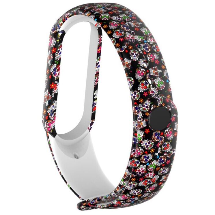 Ремешок Deexe Style Strap для Xiaomi Mi Band 5 / Mi Band 6 - Colorful Skull: фото 3 из 5