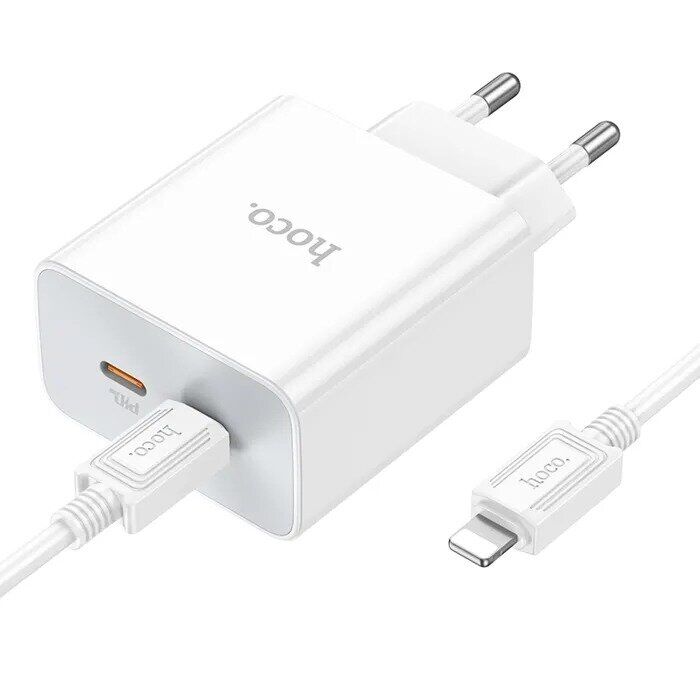 Сетевое зарядное устройство Hoco C108A PD35W + кабель Type-C to Lightning - White: фото 4 из 13