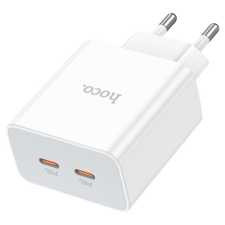 Сетевое зарядное устройство Hoco C108A PD35W + кабель Type-C to Lightning - White: фото 8 из 13