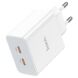 Сетевое зарядное устройство Hoco C108A PD35W + кабель Type-C to Lightning - White (346166W). Фото 9 из 13