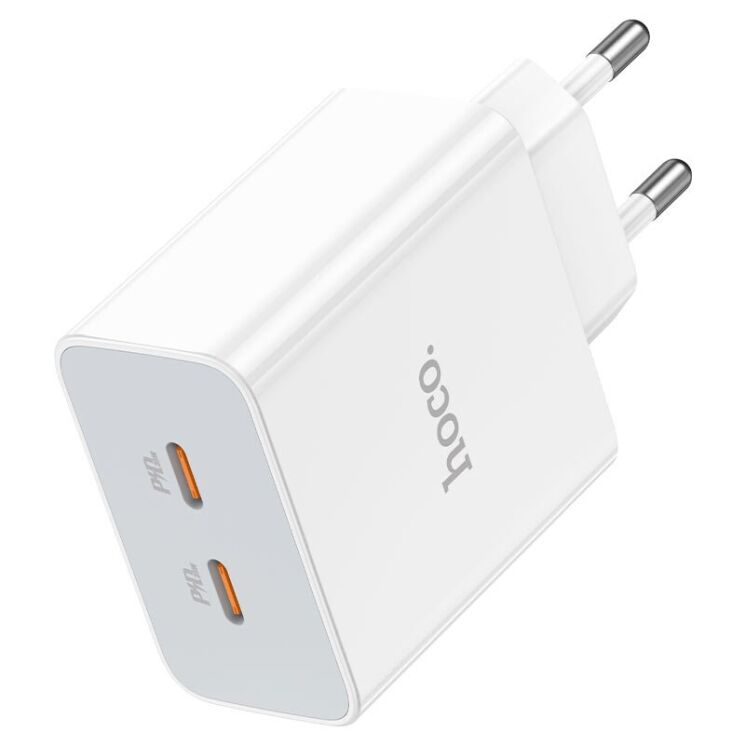 Сетевое зарядное устройство Hoco C108A PD35W + кабель Type-C to Lightning - White: фото 9 из 13