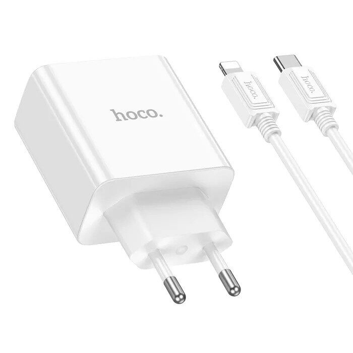Сетевое зарядное устройство Hoco C108A PD35W + кабель Type-C to Lightning - White: фото 5 из 13