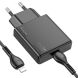Сетевое зарядное устройство Hoco N37 Delgado PD20W + кабель Type-C to Lightning - Black (960107B). Фото 4 из 9