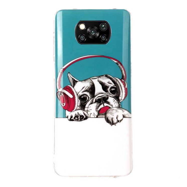 Силиконовый (TPU) чехол Deexe LumiCase для Xiaomi Poco X3 / Poco X3 Pro - Dog Wearing Headset: фото 2 из 4