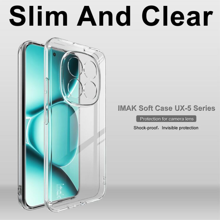 Силиконовый (TPU) чехол IMAK UX-5 Series для Xiaomi Redmi Note 15 Pro Plus / Poco M8 Pro 5G - Transparent: фото 3 из 7