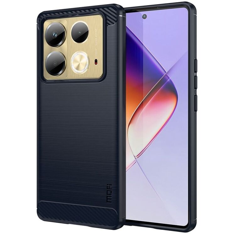 Силиконовый (TPU) чехол MOFI Carbon Fiber для Infinix Note 40 - Blue: фото 1 из 9