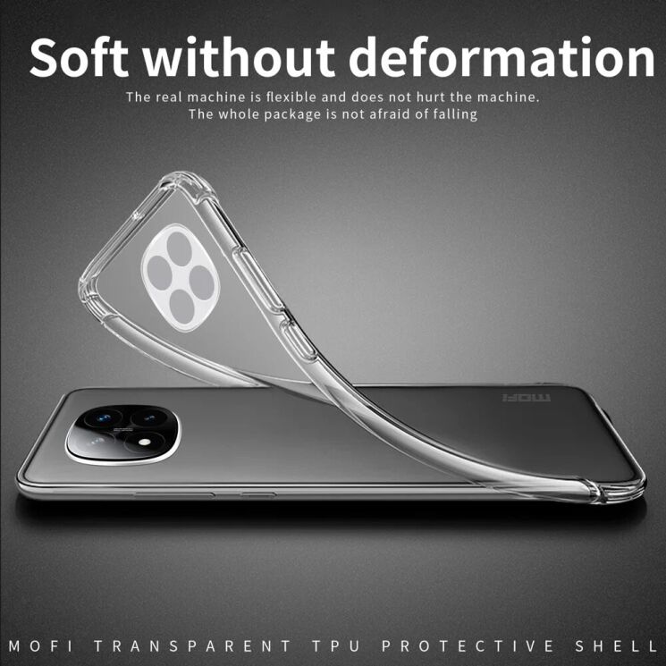 Силиконовый (TPU) чехол MOFI Thin Guard для Xiaomi Redmi Note 14 Pro 5G - Transparent: фото 3 из 9