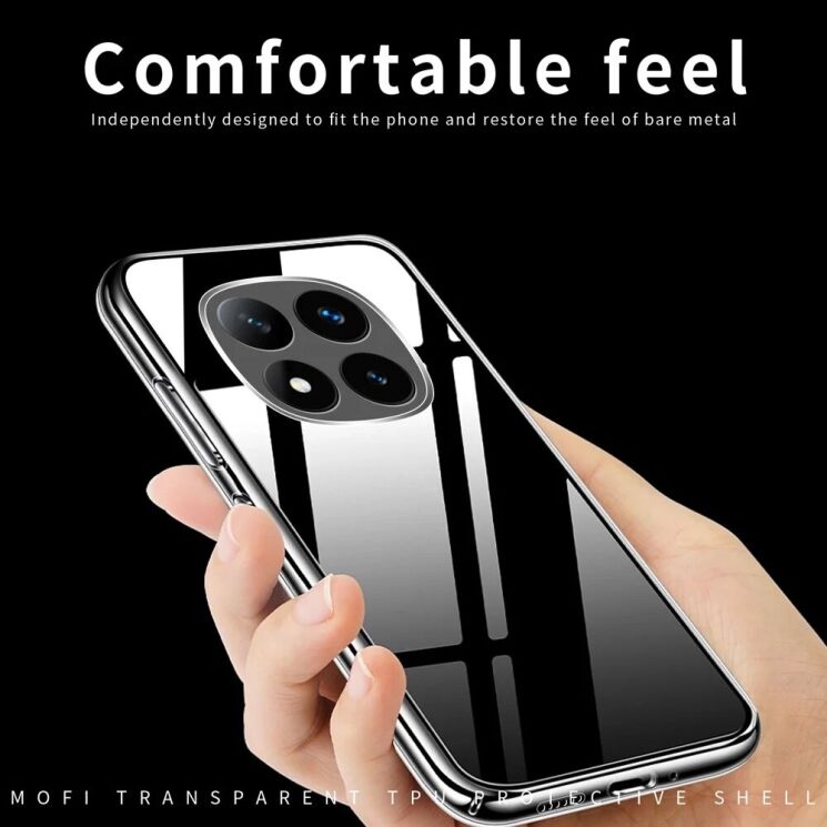 Силиконовый (TPU) чехол MOFI Thin Guard для Xiaomi Redmi Note 14 Pro 5G - Transparent: фото 6 из 9