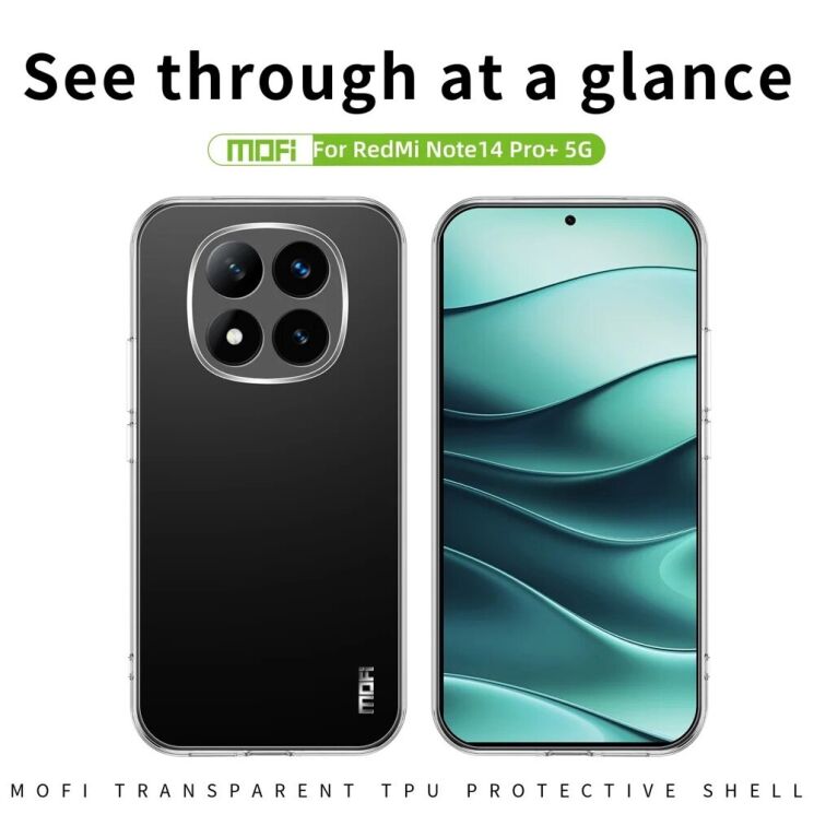 Силиконовый (TPU) чехол MOFI Thin Guard для Xiaomi Redmi Note 14 Pro 5G - Transparent: фото 2 из 9