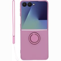 Силиконовый (TPU) чехол с кольцом Deexe Color Shell (FF) для Samsung Galaxy Flip 8 - Purple: фото 1 из 5