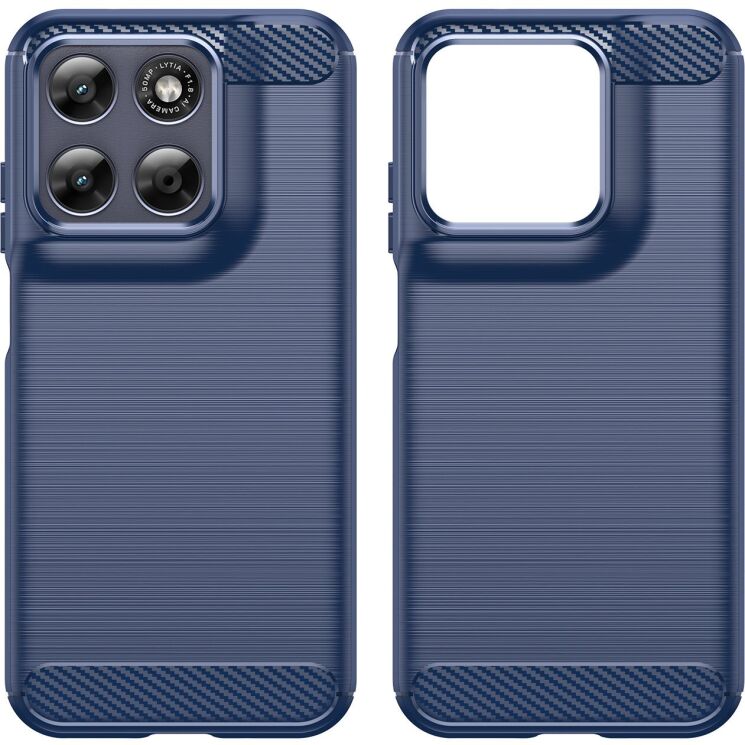 Силиконовый (TPU) чехол UniCase Carbon для Motorola Moto G77 - Blue: фото 2 из 8
