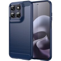 Силиконовый (TPU) чехол UniCase Carbon для Motorola Moto G77 - Blue: фото 1 из 8