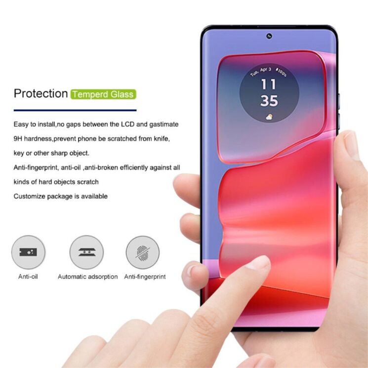 Защитное стекло MOCOLO 3D Curved Full Glue для Motorola Edge 50 Pro - Black: фото 3 из 9